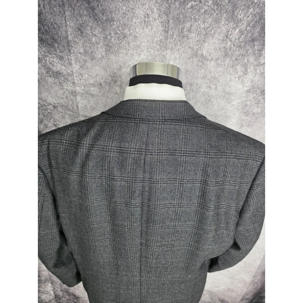 Hart Schaffner Marx Blazer Jacket Mens 43R Gray Sports Coat 2 B USA Glenplaid‎